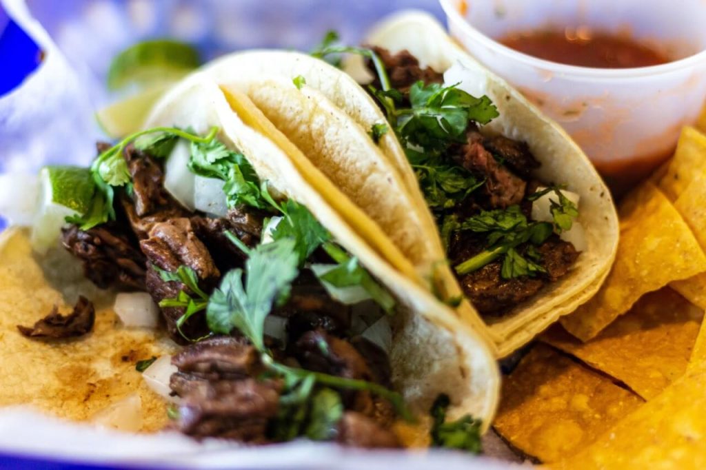 Soft tacos with dip on the side