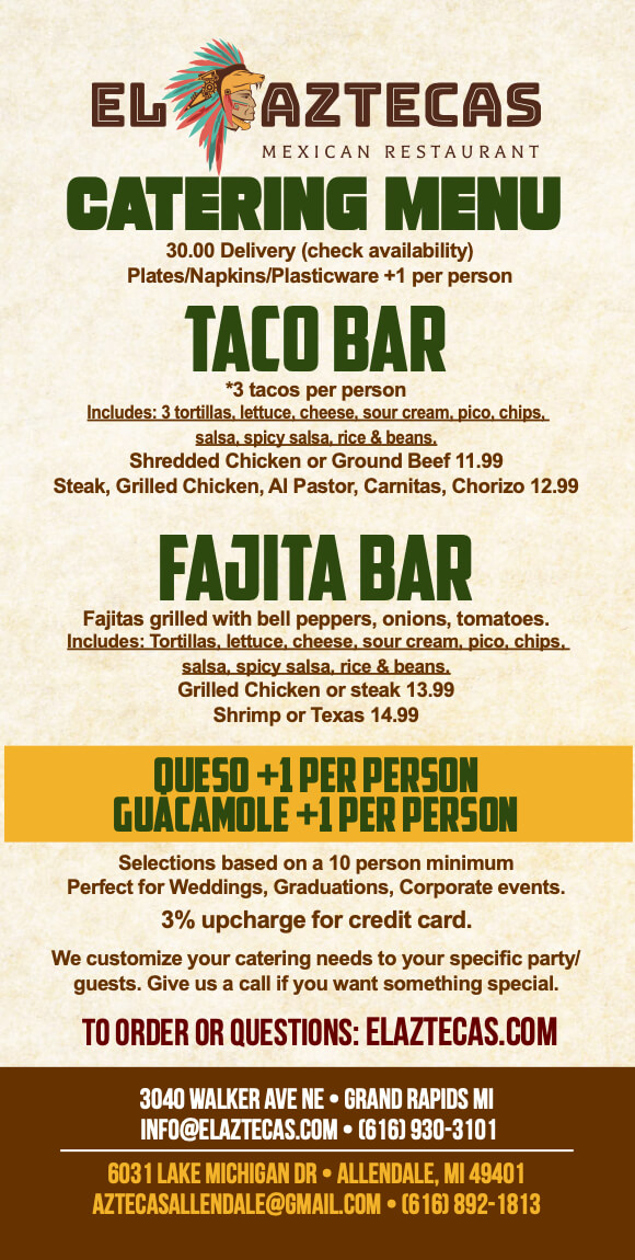 El Aztecas Catering Menu